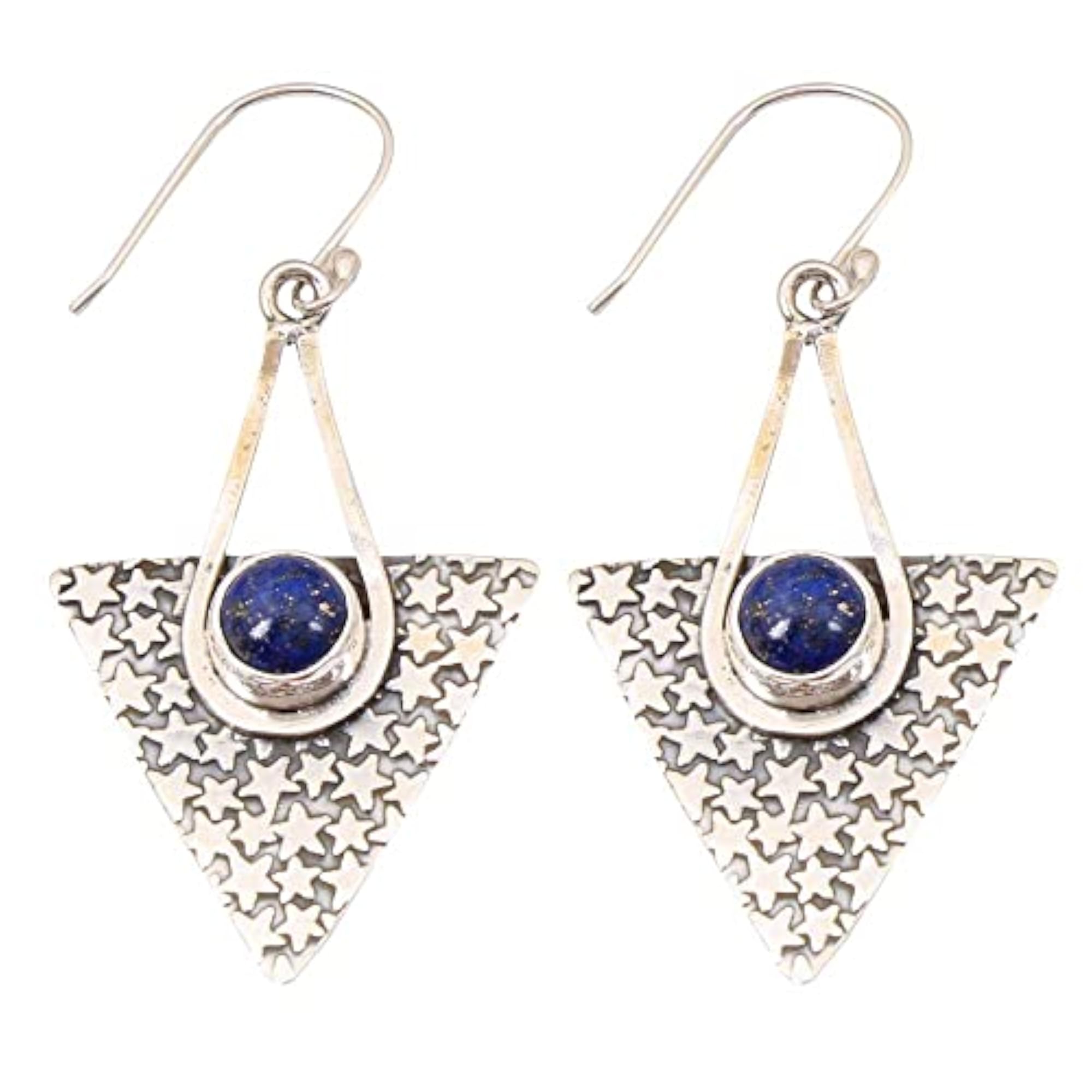 Women's Handmade Blue Lapis Lazuli Antique Dangle Earrings, Gift for Her